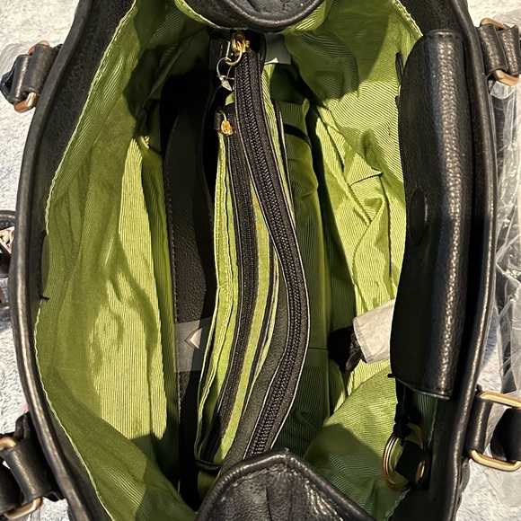 Isabella Fiore Black Bag with Purple Floral Embroidery - Picture 3 of 3